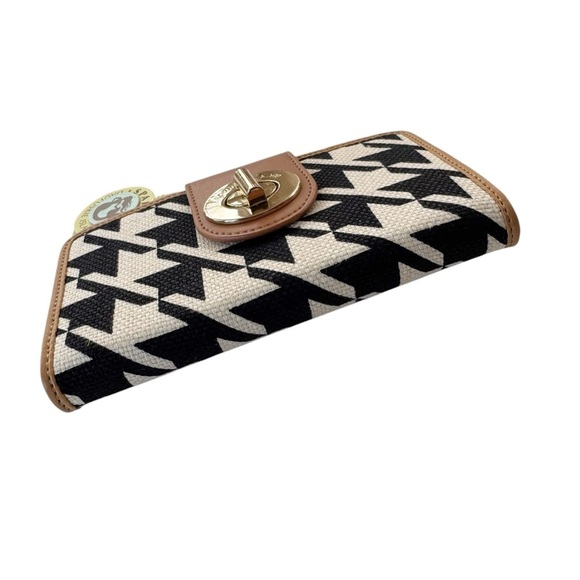 NWT Spartina 449 Stoddard Turnlock Wallet Houndstooth Black and Cream - Picture 7 of 12